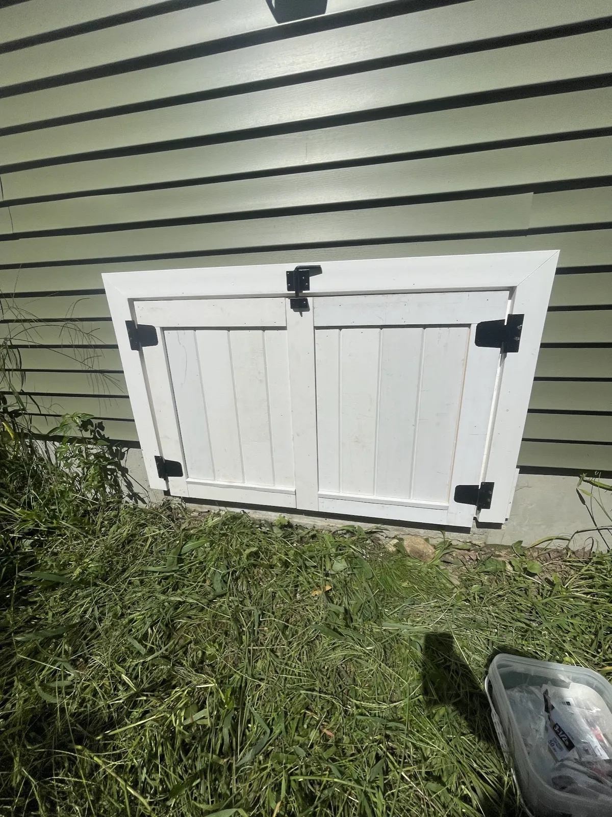 Crawl space access door built in Lyman, Maine