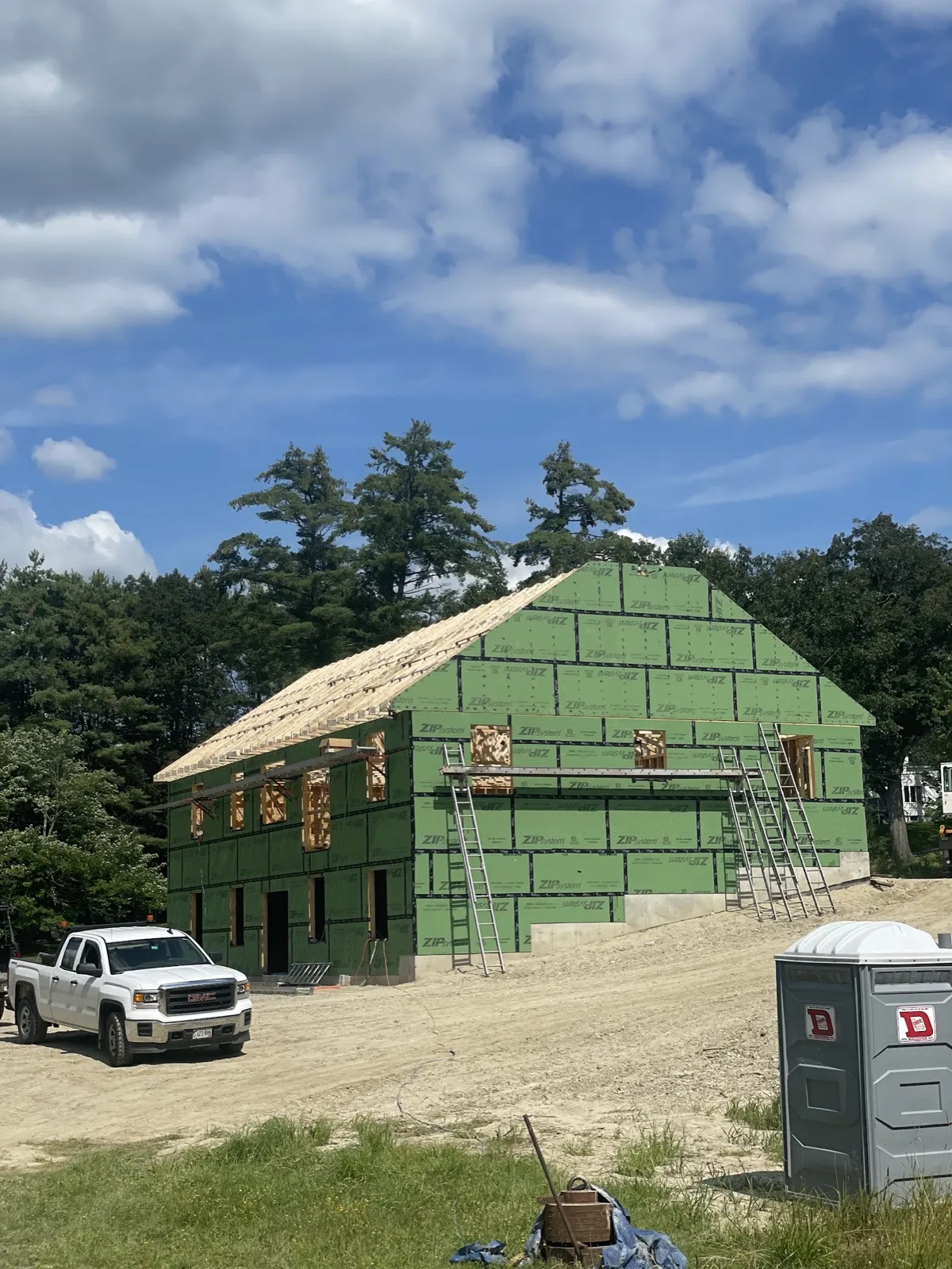Framing a custom ranch home with a walk-out basement in Lewiston, Maine