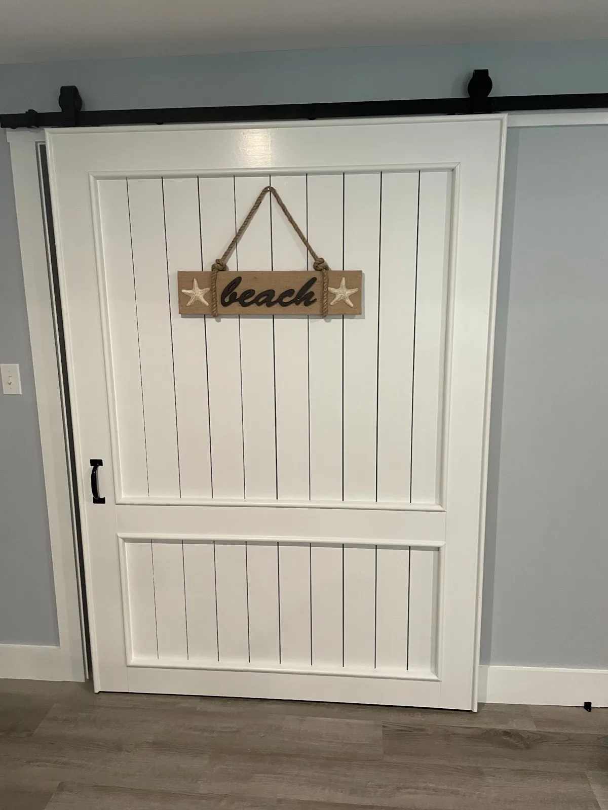 Custom sliding barn door built from a customer photo in Saco, Maine
