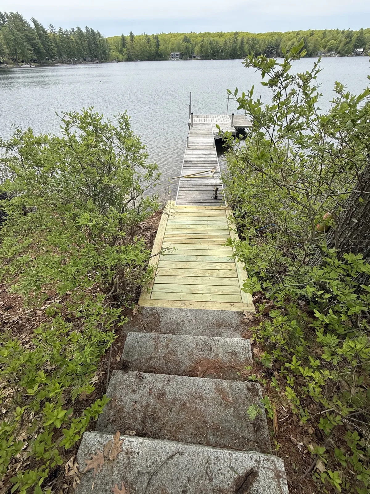Dock repair on a lakefront property in Lyman, Maine