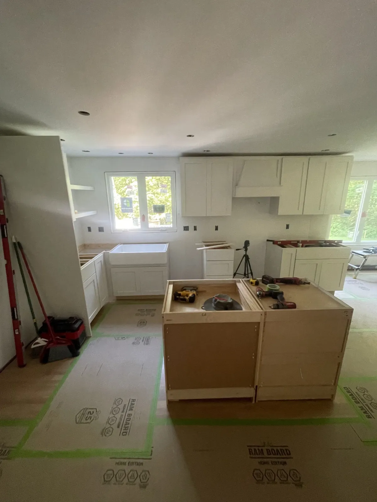 Full kitchen remodel with new cabinets and trim in Falmouth, Maine