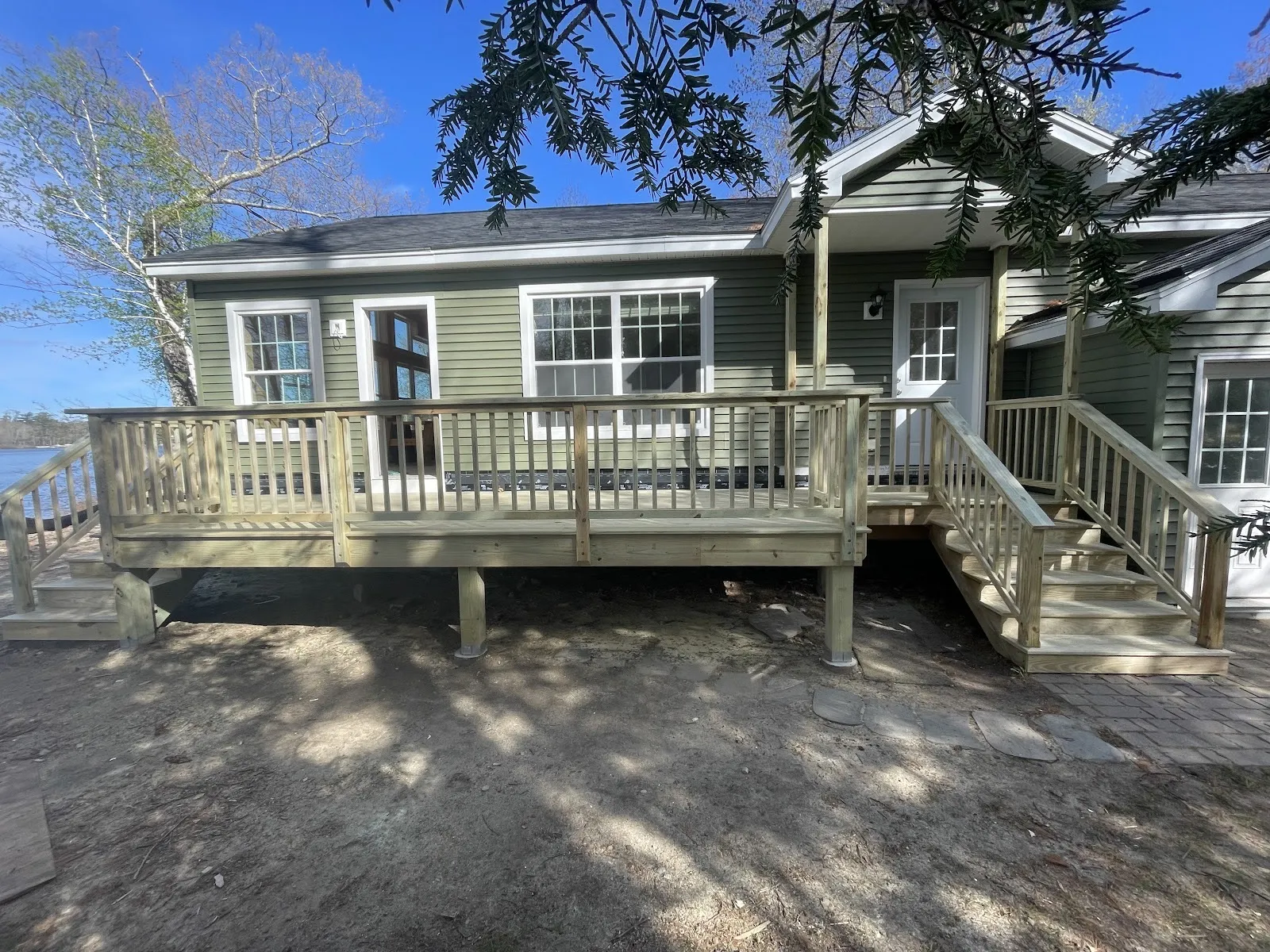 Lakefront deck built for entertaining in Lyman, Maine